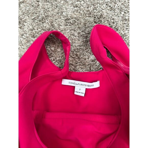 Diane von Furstenberg Myla Bodycon Dress Dragon Fruit Pink Tank Knee Length Sz 2 - Picture 4 of 12